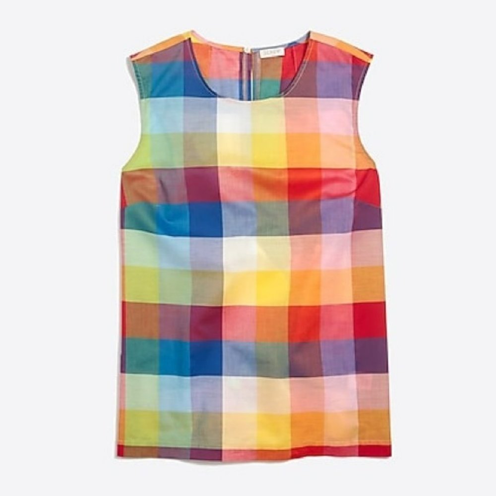 J. Crew Factory rainbow gingham sleeveless top 14